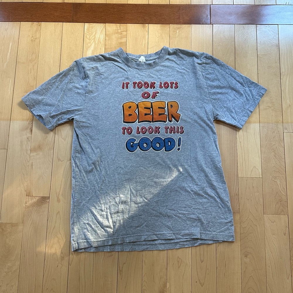 Gray Graphic Tee - "It Took Lots of Beer to Look This Good!"